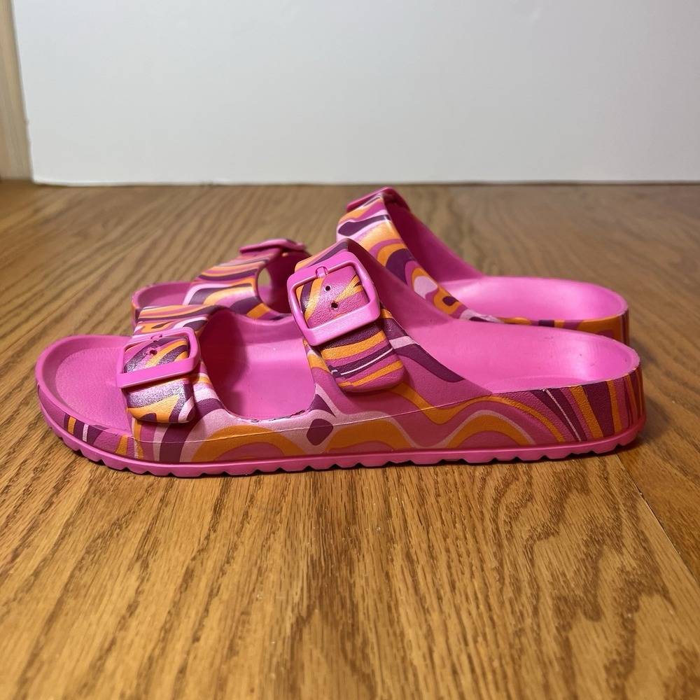 Women's Beach Slip On Shoes Pool Pink Double Strap Size 7 Women's EVA - Picture 3 of 8